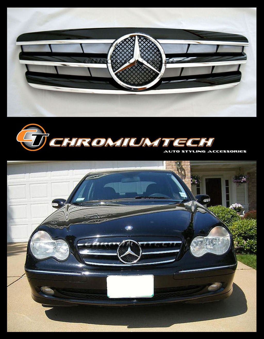 Mercedes C Class W Black Chrome Sport Grill Fin Style Amg C C