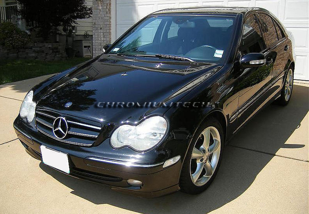 Mercedes C-Class W203 BLACK CHROME SPORT GRILL 3-FIN Style AMG C36 C43 ...